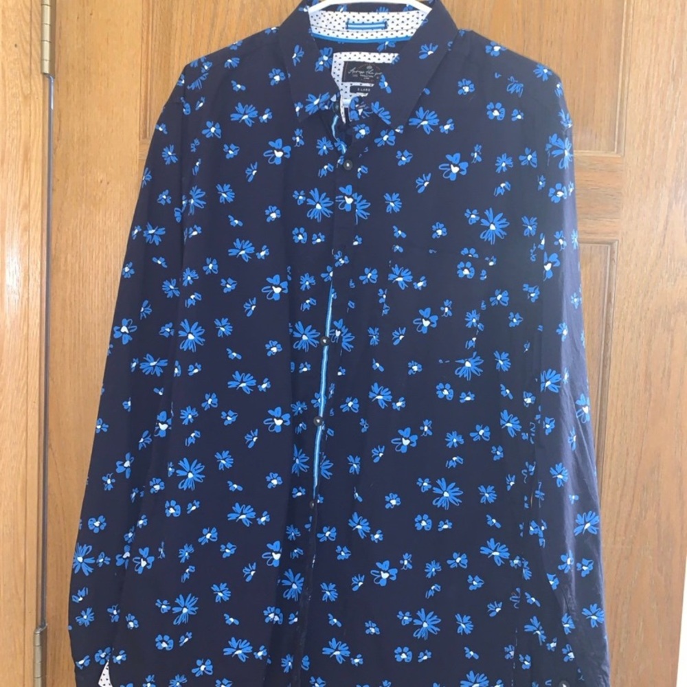 Floral Blue Button-Up Shirt